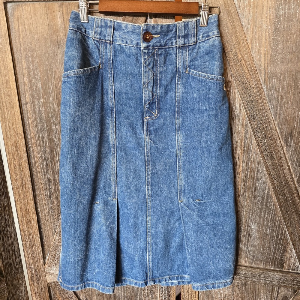Guess By Georges Marciano Skirt Women's Size 29 Medium Wash Denim Vintage Pleats